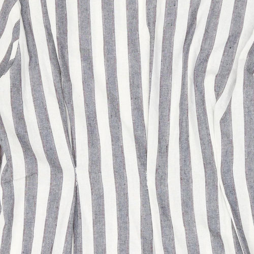 QED London Womens Grey Striped Polyester A-Line Size 10 V-Neck Button
