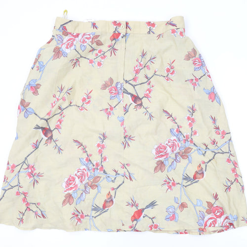C&A Womens Beige Floral Polyester A-Line Skirt Size 22 Zip