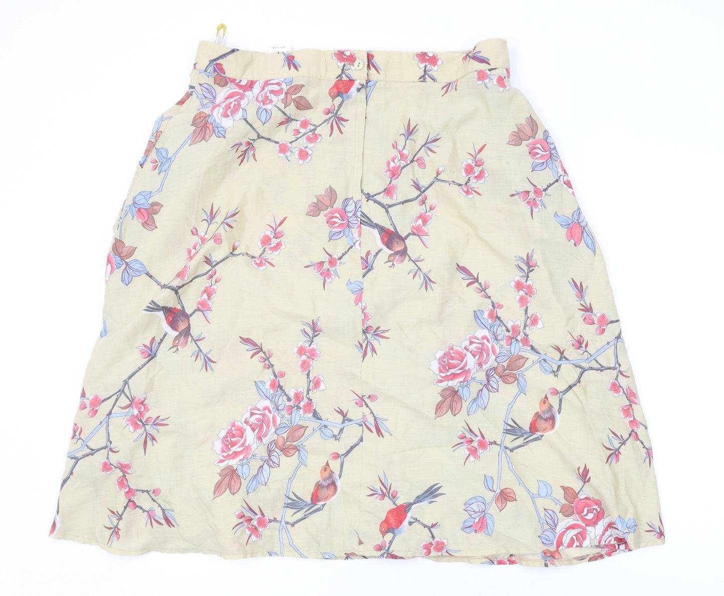 C&A Womens Beige Floral Polyester A-Line Skirt Size 22 Zip
