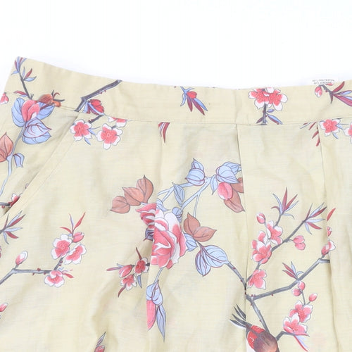 C&A Womens Beige Floral Polyester A-Line Skirt Size 22 Zip