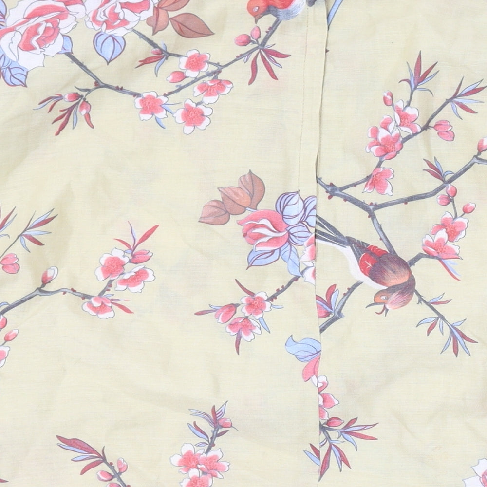 C&A Womens Beige Floral Polyester A-Line Skirt Size 22 Zip