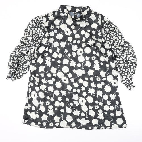 Kaleidoscope Womens Black Geometric Polyester Basic Blouse Size 18 Mock Neck