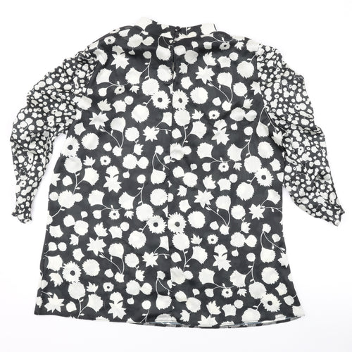 Kaleidoscope Womens Black Geometric Polyester Basic Blouse Size 18 Mock Neck