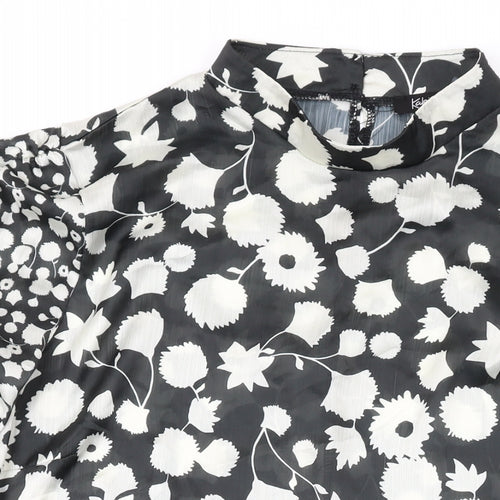 Kaleidoscope Womens Black Geometric Polyester Basic Blouse Size 18 Mock Neck