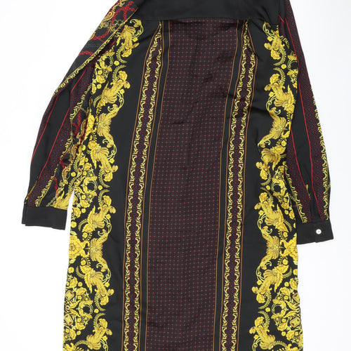 Julien Macdonald Womens Black Geometric Polyester Shirt Dress Size 12 Collared Button
