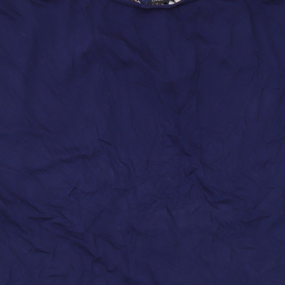 Autograph Womens Blue Animal Print Viscose Basic T-Shirt Size 12 Round Neck