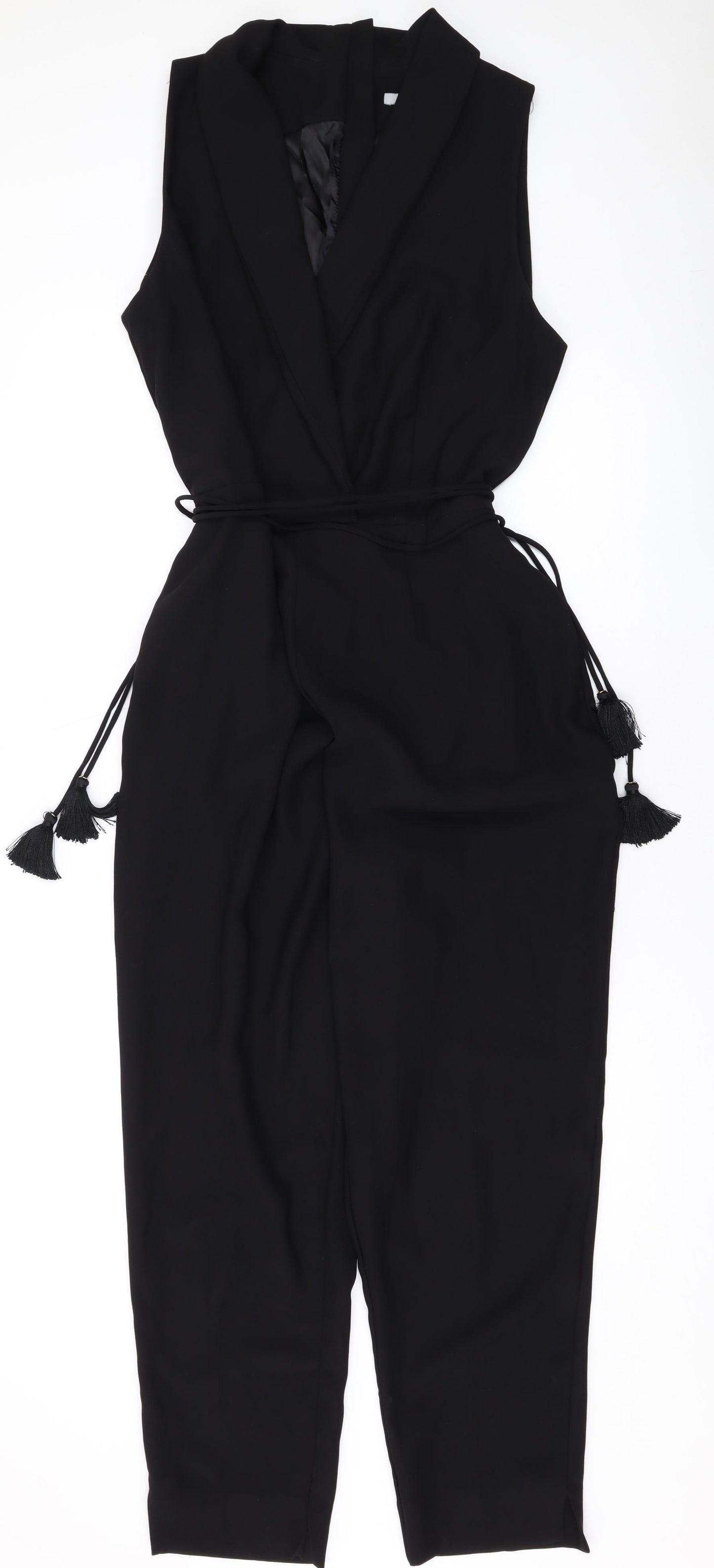 H&M Womens Black Polyester Jumpsuit One-Piece Size 14 L25 in Snap