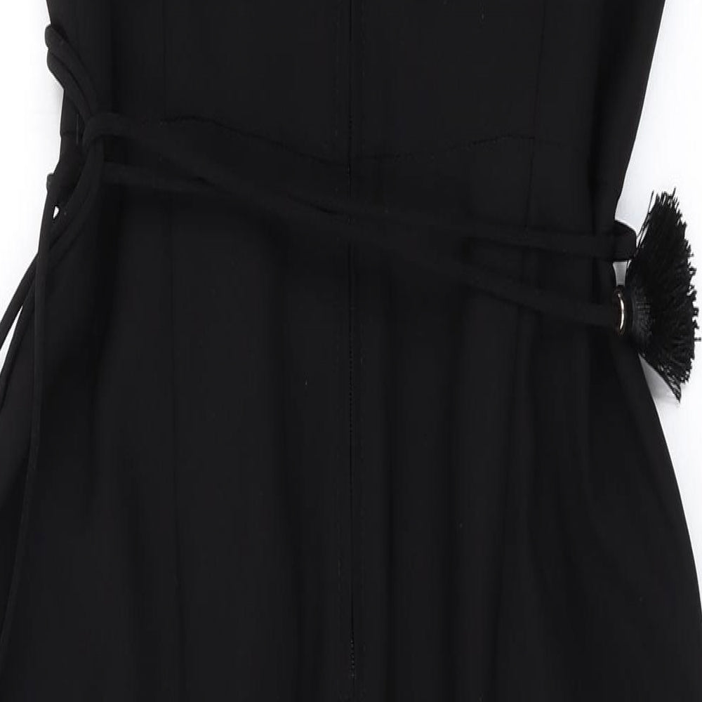 H&M Womens Black Polyester Jumpsuit One-Piece Size 14 L25 in Snap