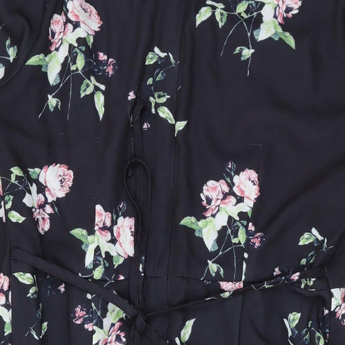 Angeleye Womens Black Floral Polyester A-Line Size 12 Scoop Neck Zip