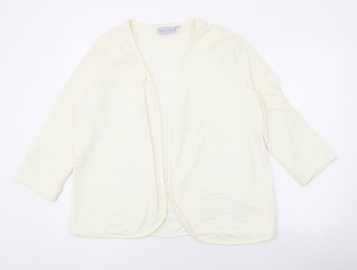 EWM Womens Ivory V-Neck Polyester Cardigan Jumper Size L
