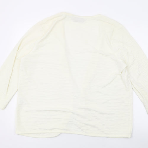 EWM Womens Ivory V-Neck Polyester Cardigan Jumper Size L