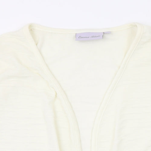 EWM Womens Ivory V-Neck Polyester Cardigan Jumper Size L