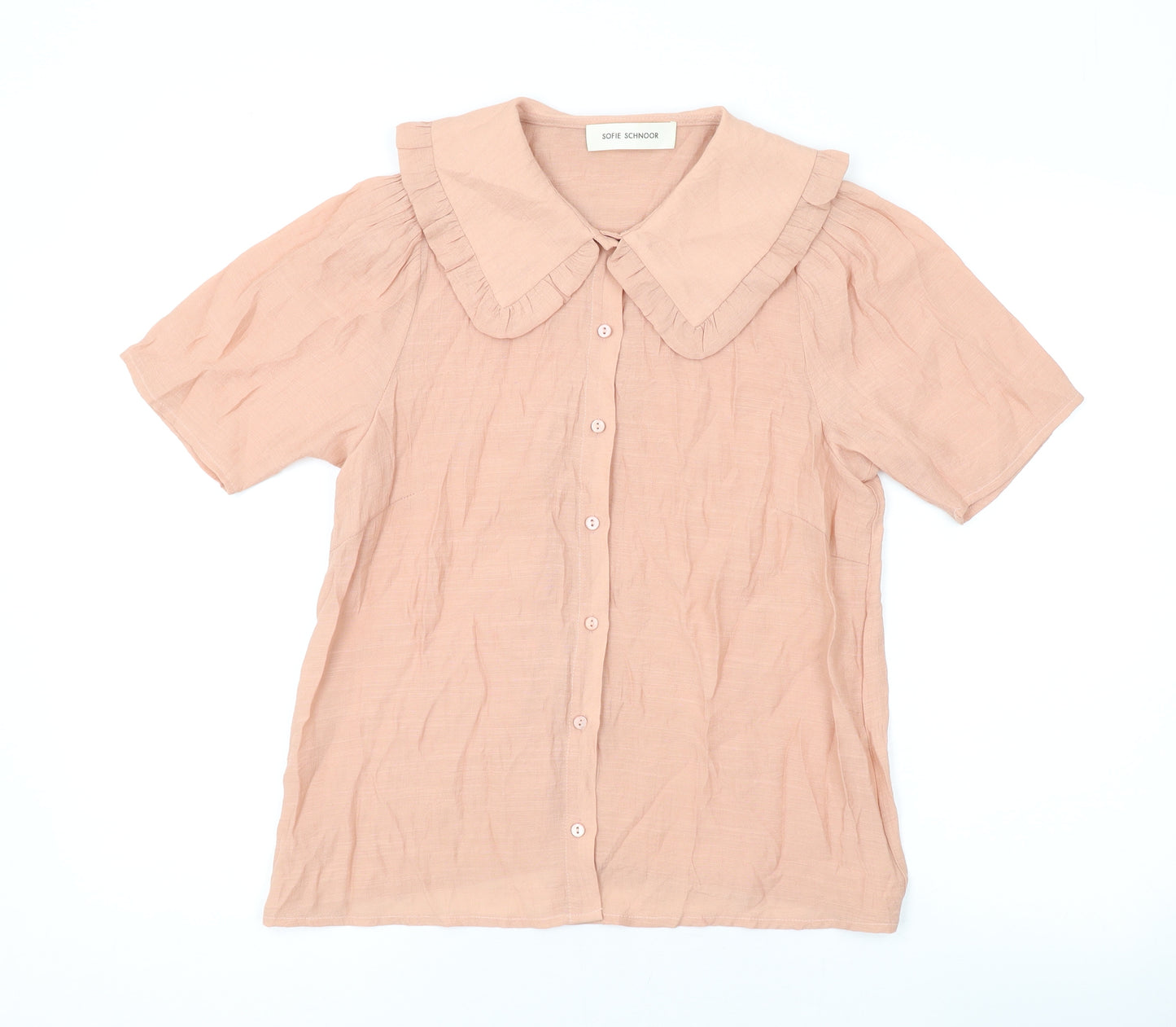 Sofie Schnoor Womens Pink Polyester Basic Button-Up Size XS Collared