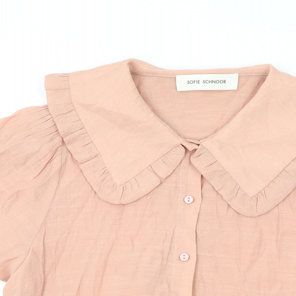 Sofie Schnoor Womens Pink Polyester Basic Button-Up Size XS Collared