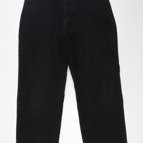 Peter Werth Mens Black Cotton Trousers Size 34 in L30 in Regular Button