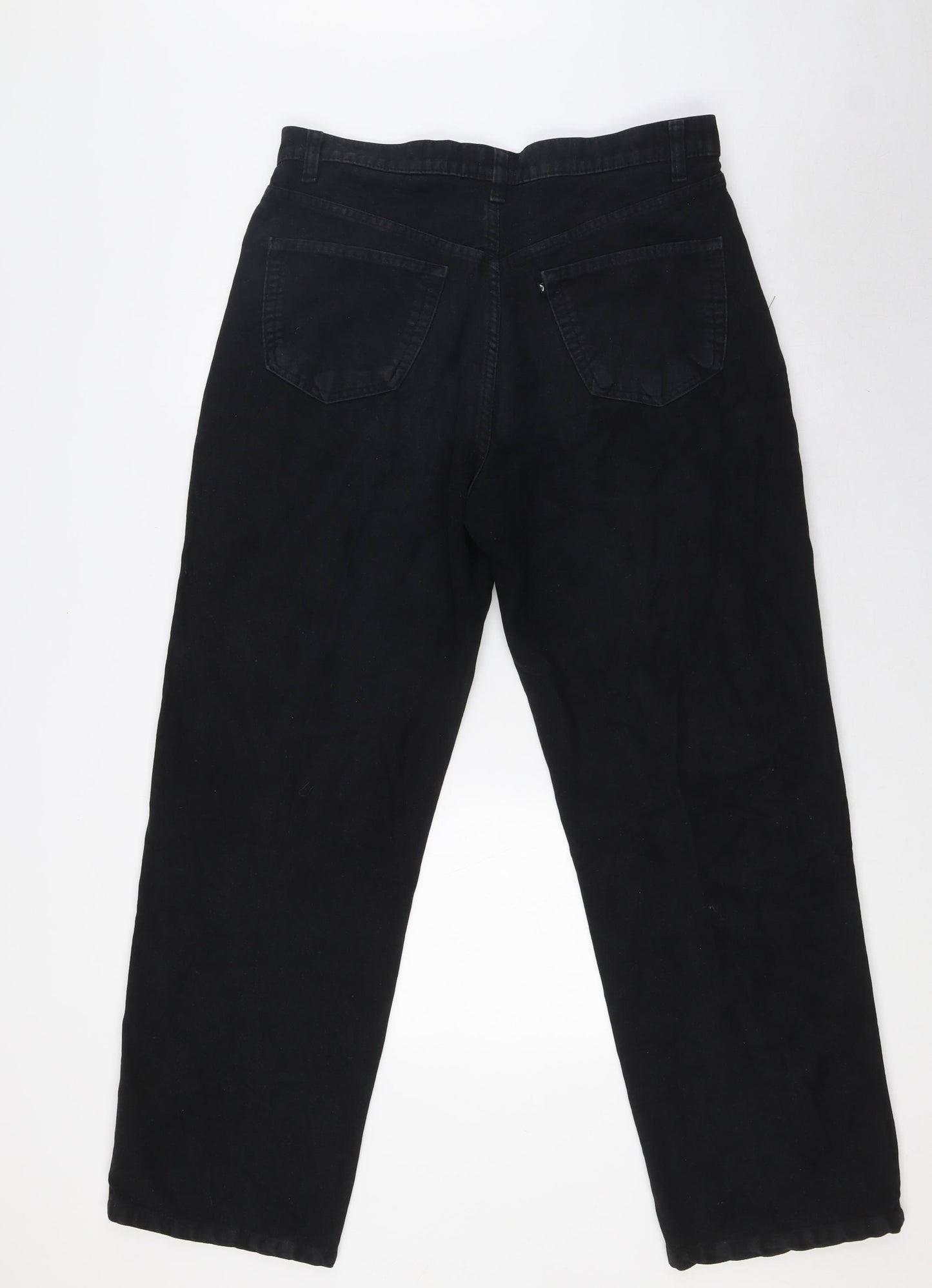 Peter Werth Mens Black Cotton Trousers Size 34 in L30 in Regular Button