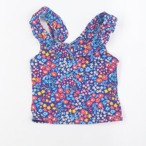 John Lewis Girls Multicoloured Floral Nylon Basic Blouse Size 6 Years Scoop Neck - Swin Top