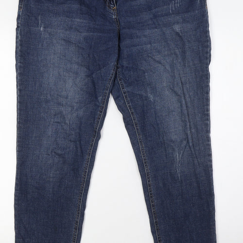 George Womens Blue Cotton Boyfriend Jeans Size 16 L30 in Regular Zip