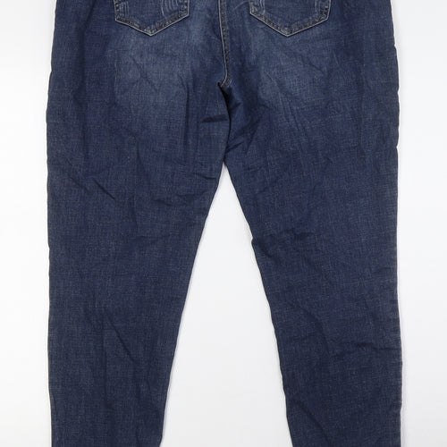 George Womens Blue Cotton Boyfriend Jeans Size 16 L30 in Regular Zip