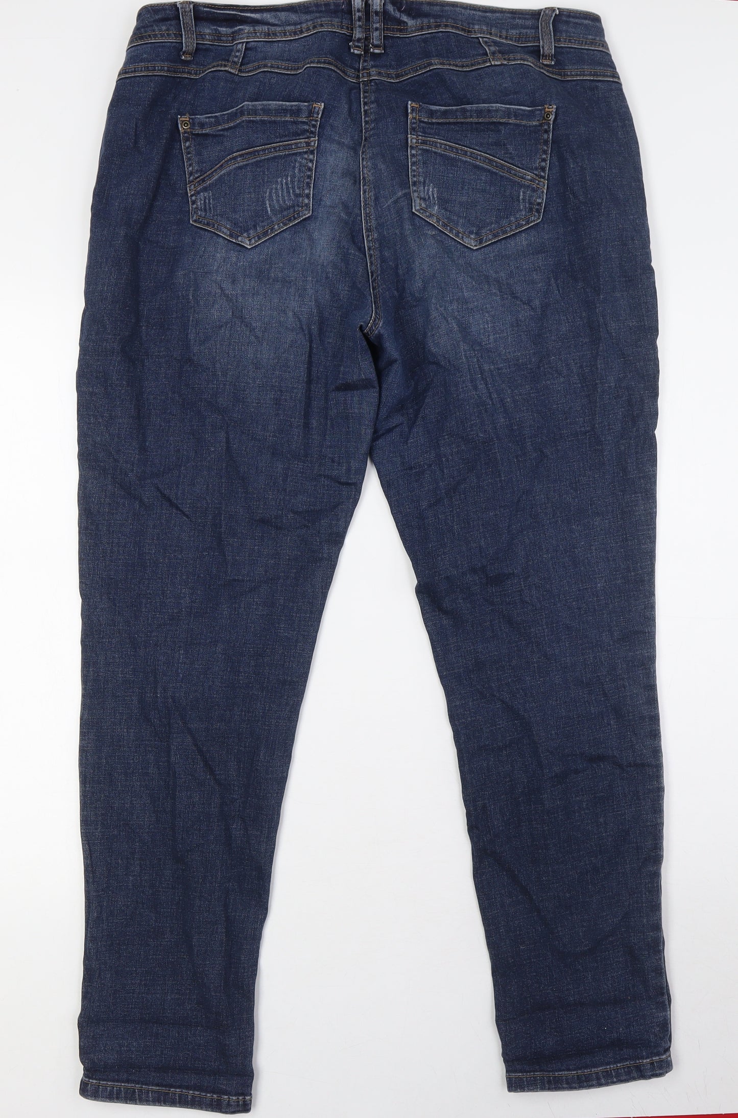 George Womens Blue Cotton Boyfriend Jeans Size 16 L30 in Regular Zip