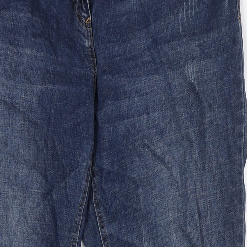 George Womens Blue Cotton Boyfriend Jeans Size 16 L30 in Regular Zip