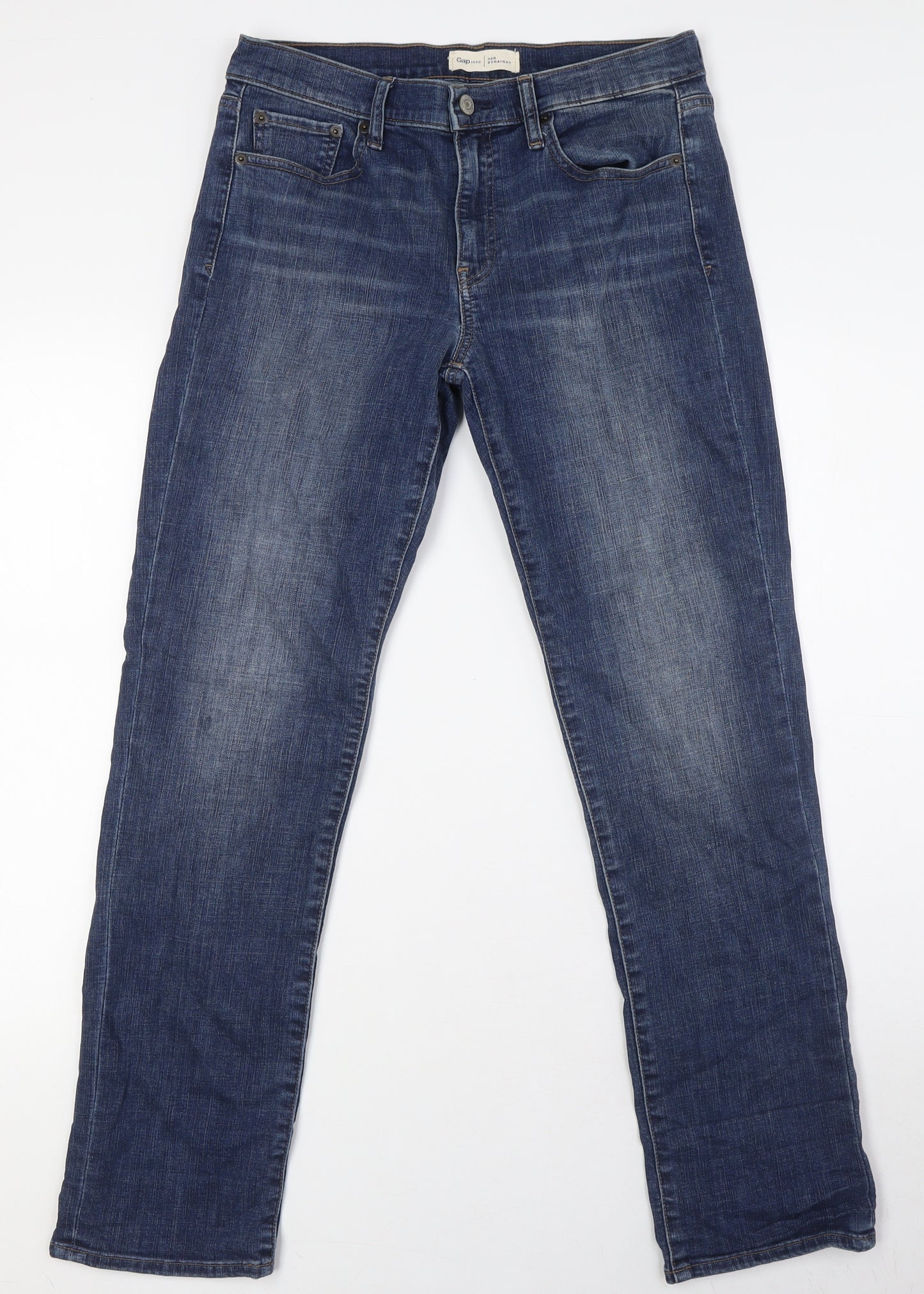 Gap Mens Blue Cotton Straight Jeans Size 34 in L31 in Regular Zip