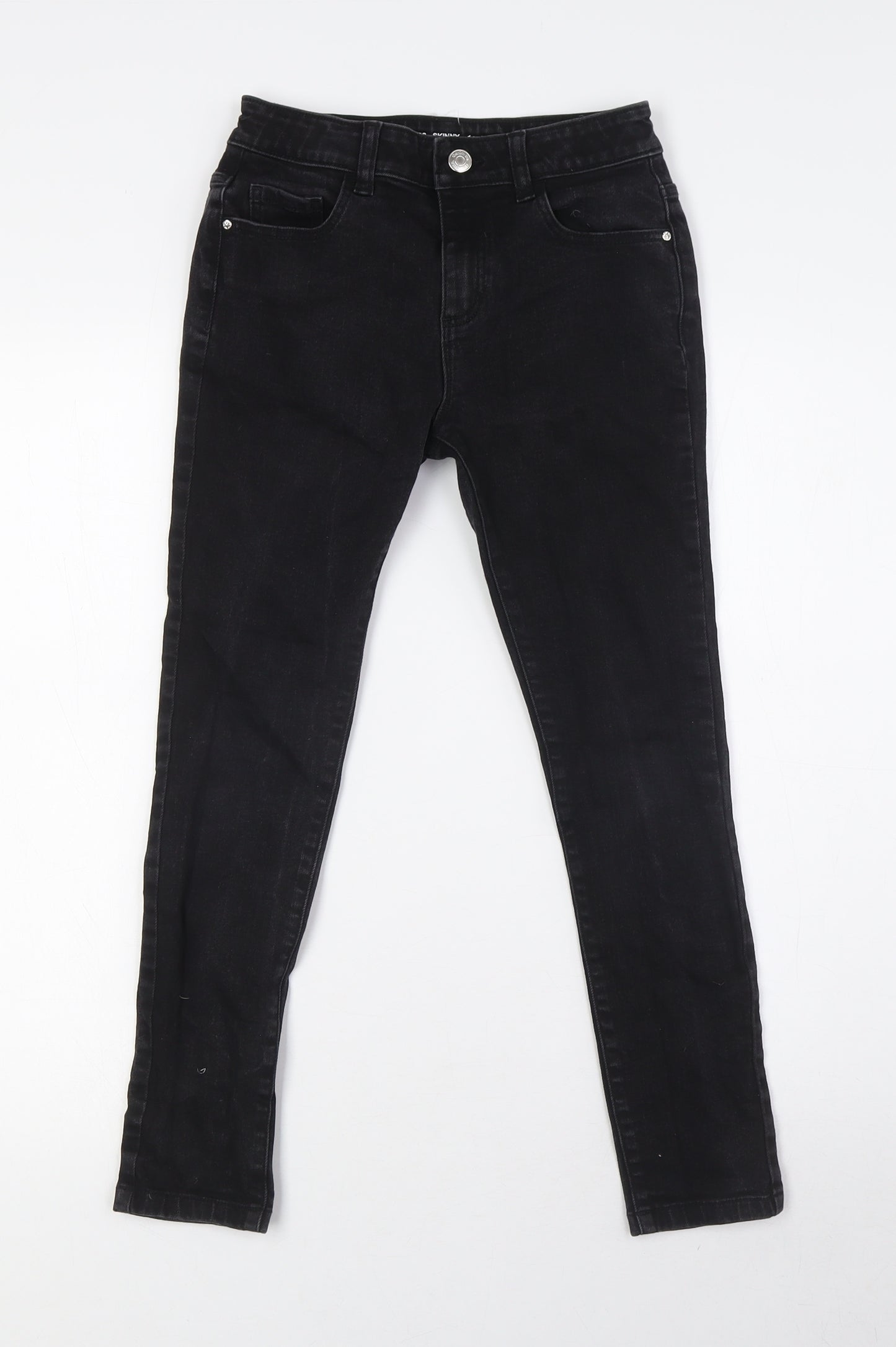 Denim Co Boys Black Cotton Straight Jeans Size 9-10 Years L23 in Regular Zip
