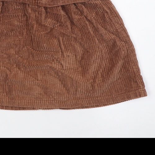 NEXT Girls Brown 100% Cotton A-Line Skirt Size 7 Years Regular - Beltted