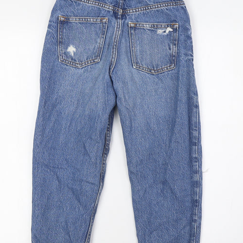 Denim Co Girls Blue Cotton Wide-Leg Jeans Size 8-9 Years L22 in Regular Zip - Destressed