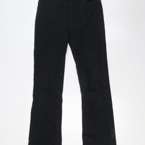 Marks and Spencer Womens Black Cotton Bootcut Jeans Size 10 L31 in Regular Zip