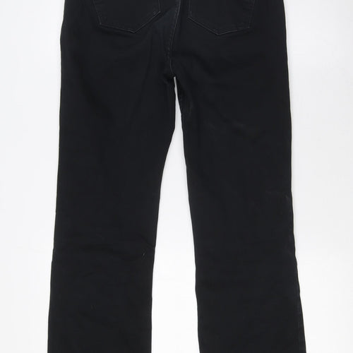 Marks and Spencer Womens Black Cotton Bootcut Jeans Size 10 L31 in Regular Zip