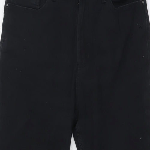 Marks and Spencer Womens Black Cotton Bootcut Jeans Size 10 L31 in Regular Zip