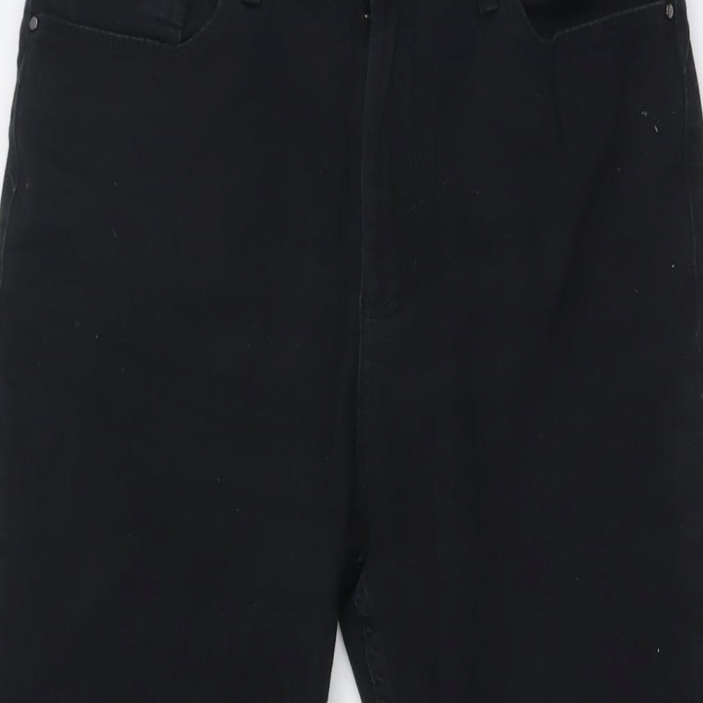 Marks and Spencer Womens Black Cotton Bootcut Jeans Size 10 L31 in Regular Zip