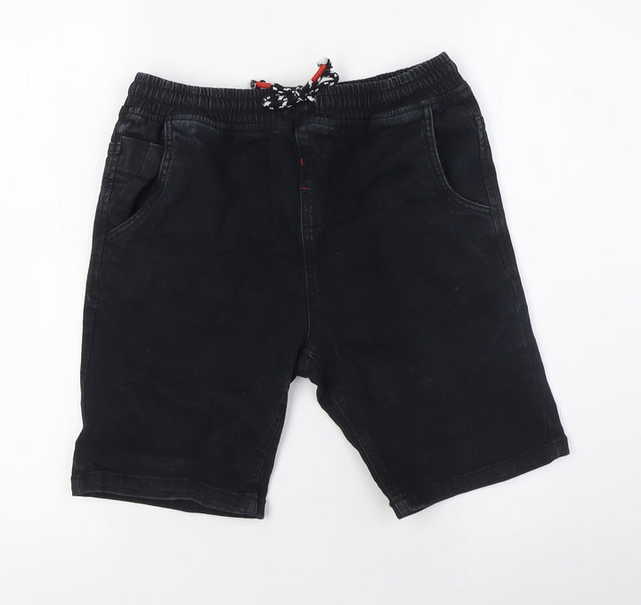 Very Boys Black Cotton Bermuda Shorts Size 11 Years L8 in Regular - Elasticated Waist