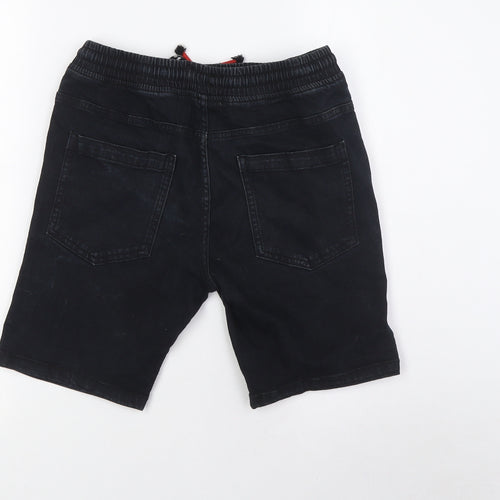 Very Boys Black Cotton Bermuda Shorts Size 11 Years L8 in Regular - Elasticated Waist