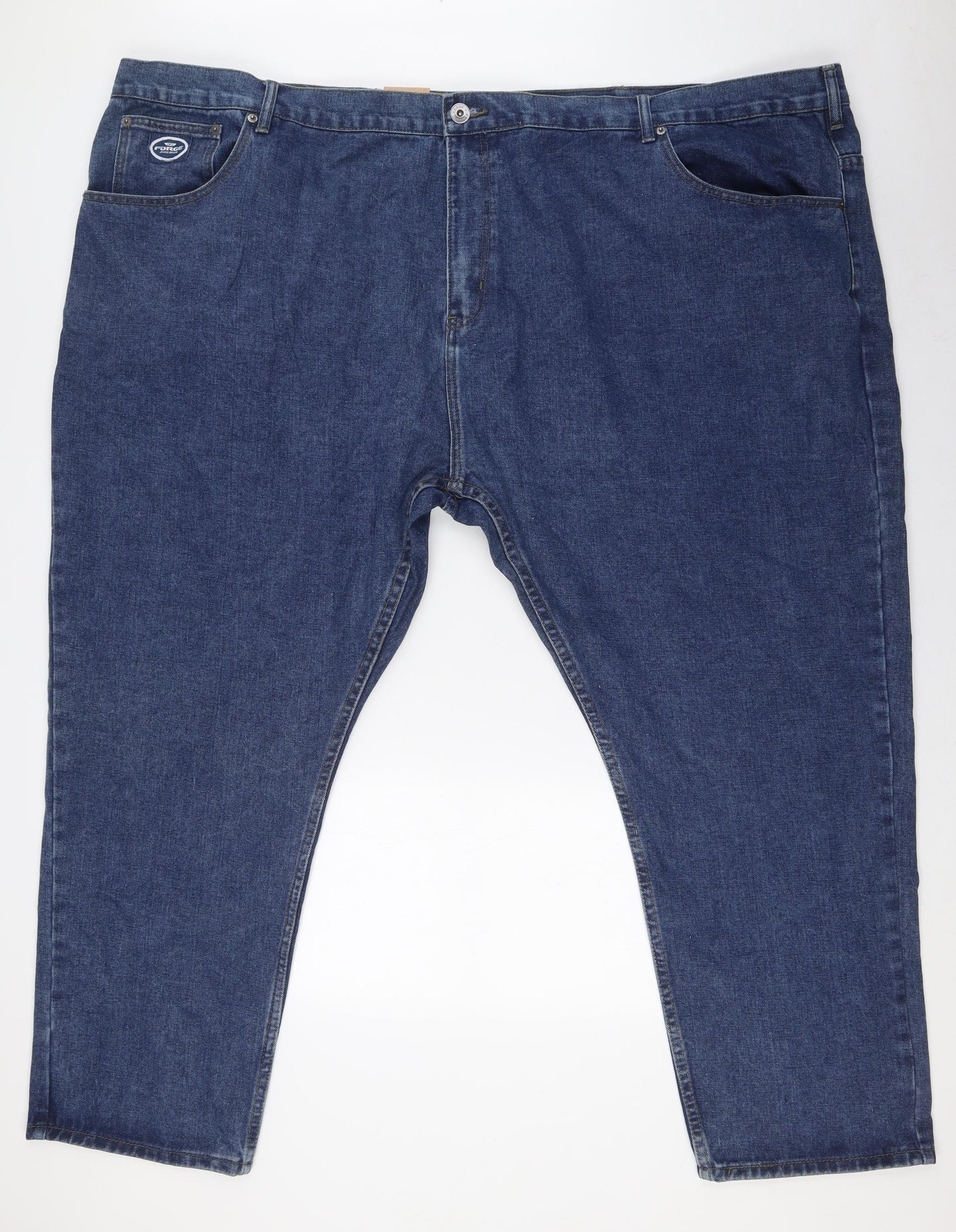 Forge Mens Blue Cotton Straight Jeans Size 60 in L30 in Regular Zip