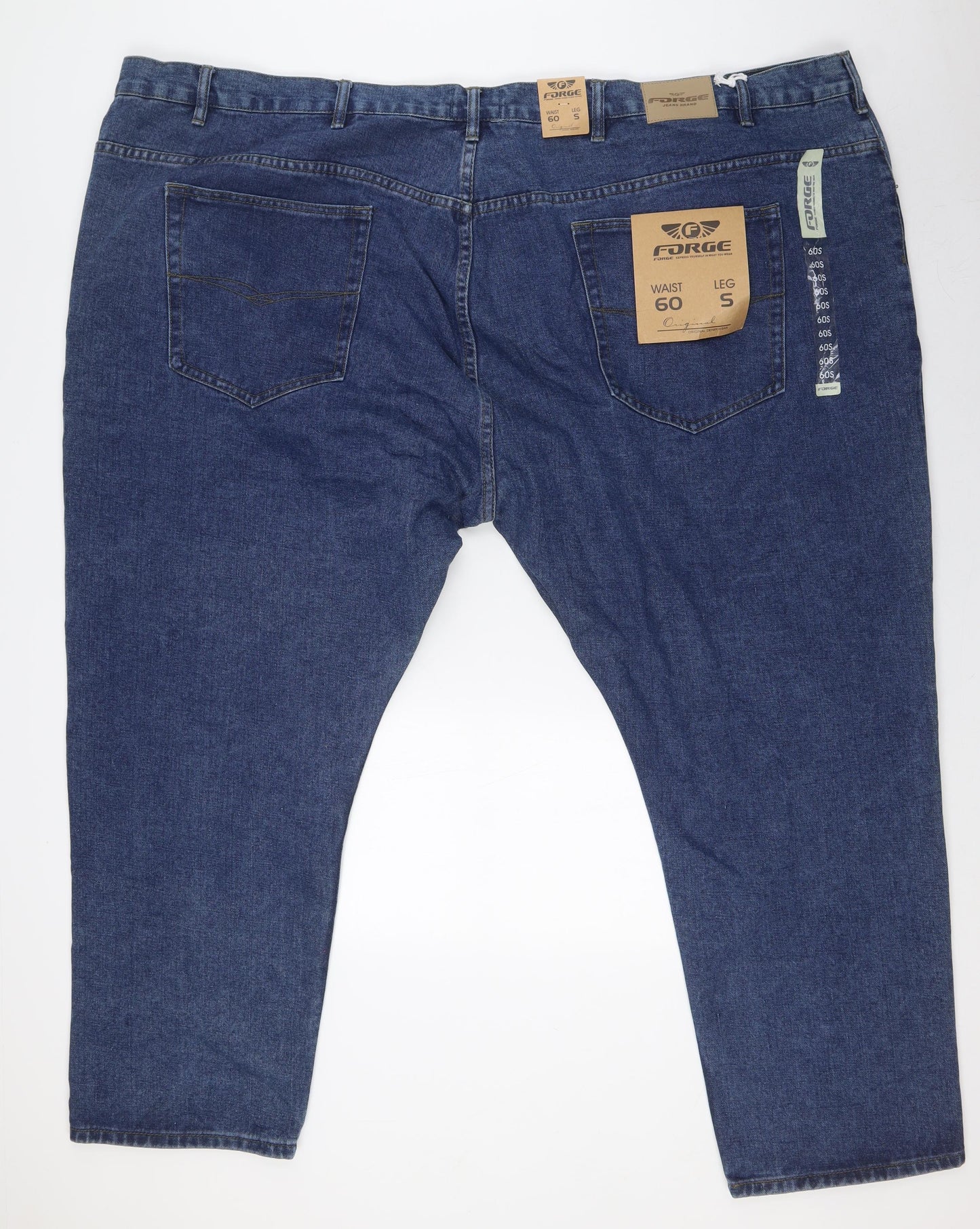 Forge Mens Blue Cotton Straight Jeans Size 60 in L30 in Regular Zip