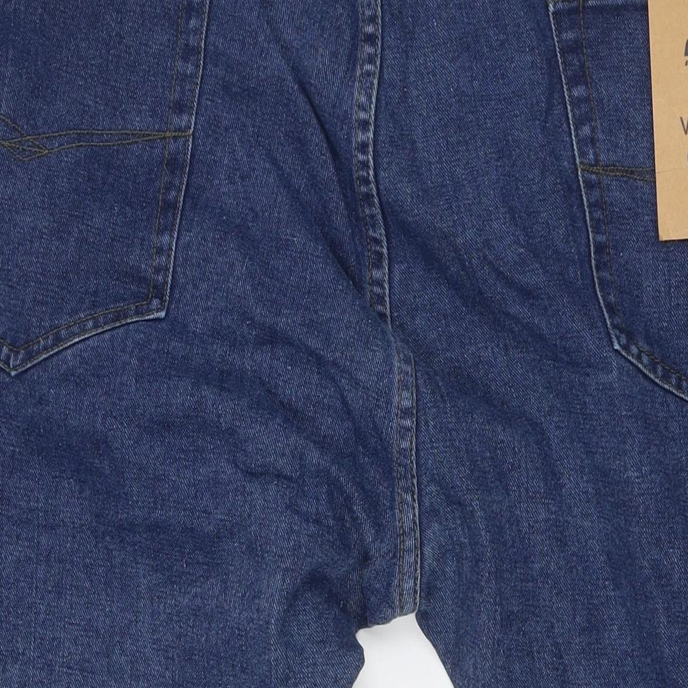 Forge Mens Blue Cotton Straight Jeans Size 60 in L30 in Regular Zip