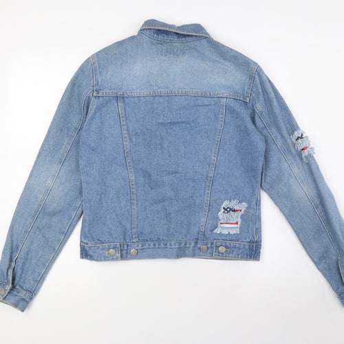 Zoe Womens Blue Jacket Size 10 Button