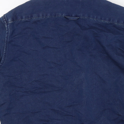 H&M Mens Blue Cotton Button-Up Size S Collared Button