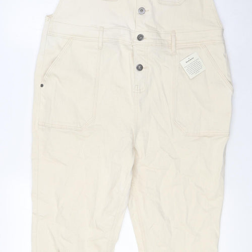 TU Womens Ivory Cotton Dungaree One-Piece Size 16 L27 in Button