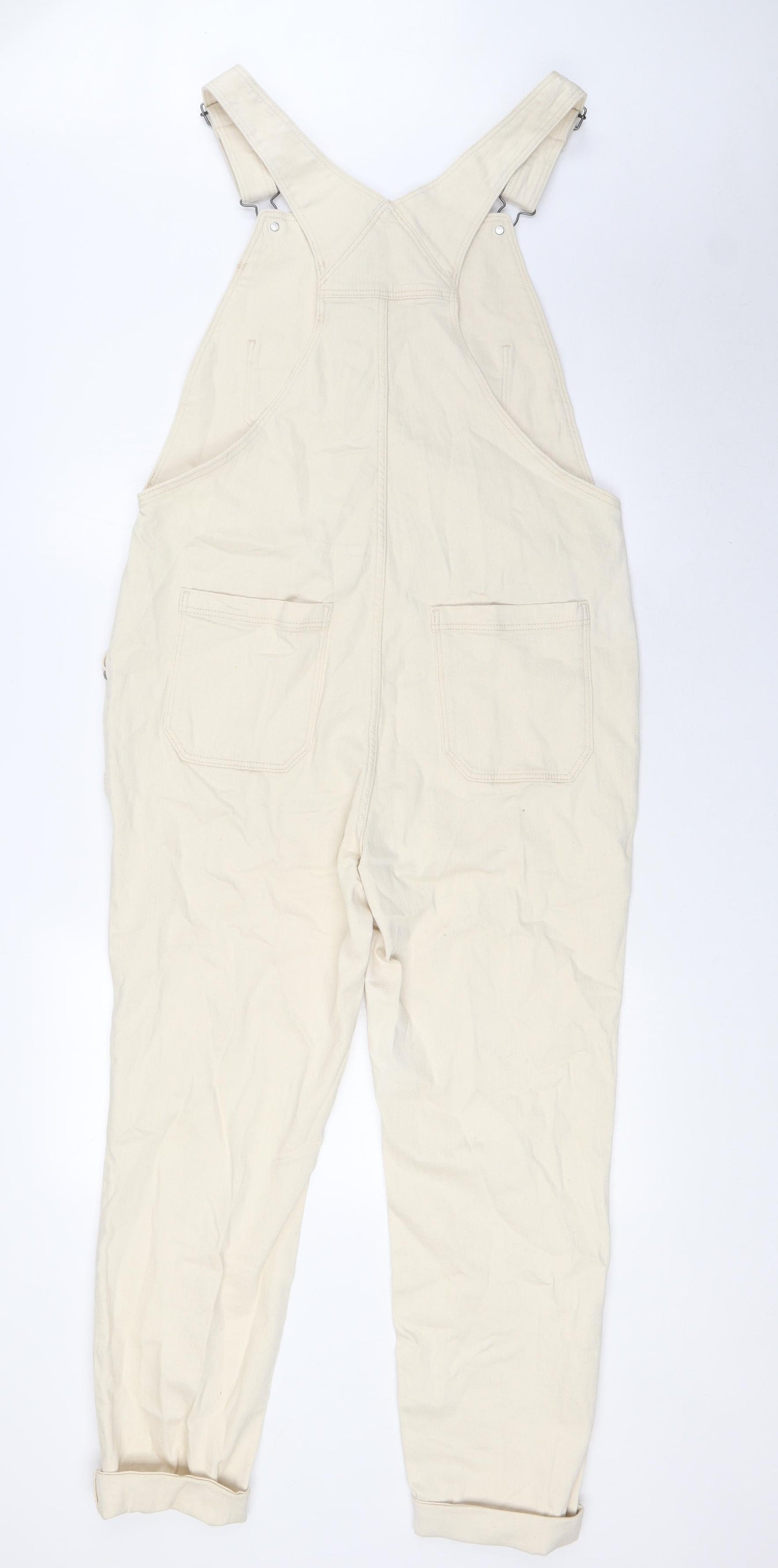 TU Womens Ivory Cotton Dungaree One-Piece Size 16 L27 in Button