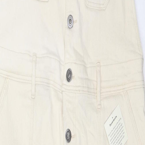 TU Womens Ivory Cotton Dungaree One-Piece Size 16 L27 in Button
