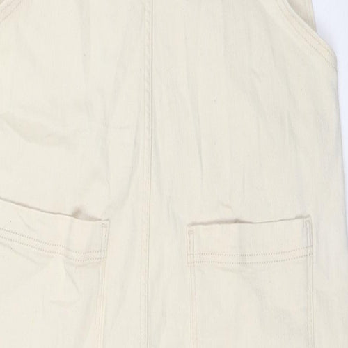 TU Womens Ivory Cotton Dungaree One-Piece Size 16 L27 in Button
