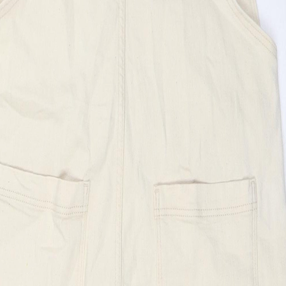 TU Womens Ivory Cotton Dungaree One-Piece Size 16 L27 in Button