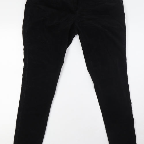 F&F Womens Black Herringbone Cotton Trousers Size 18 L32 in Regular Zip