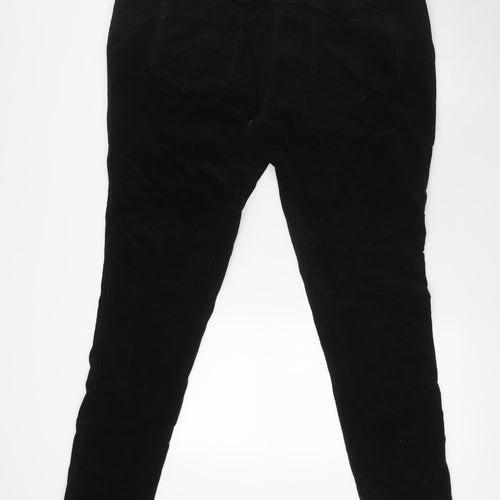 F&F Womens Black Herringbone Cotton Trousers Size 18 L32 in Regular Zip