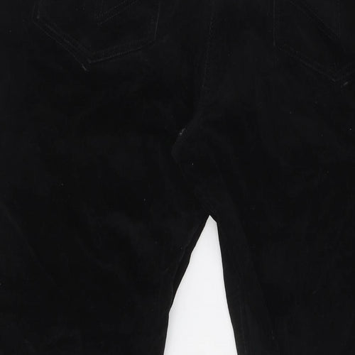 F&F Womens Black Herringbone Cotton Trousers Size 18 L32 in Regular Zip