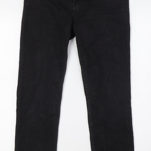&Denim Womens Black Cotton Straight Jeans Size 29 in L28 in Regular Zip - Raw Hem