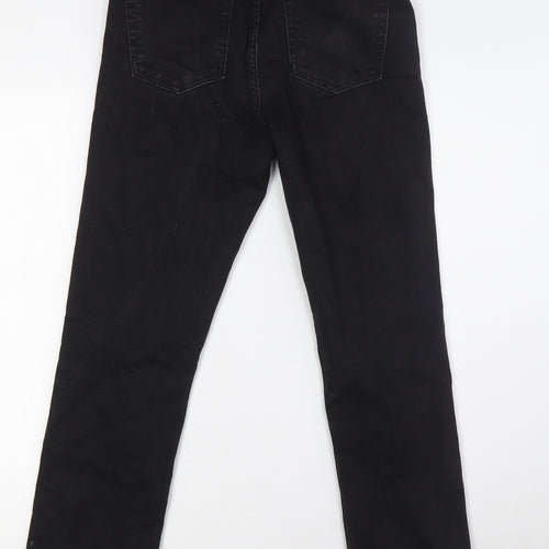 &Denim Womens Black Cotton Straight Jeans Size 29 in L28 in Regular Zip - Raw Hem